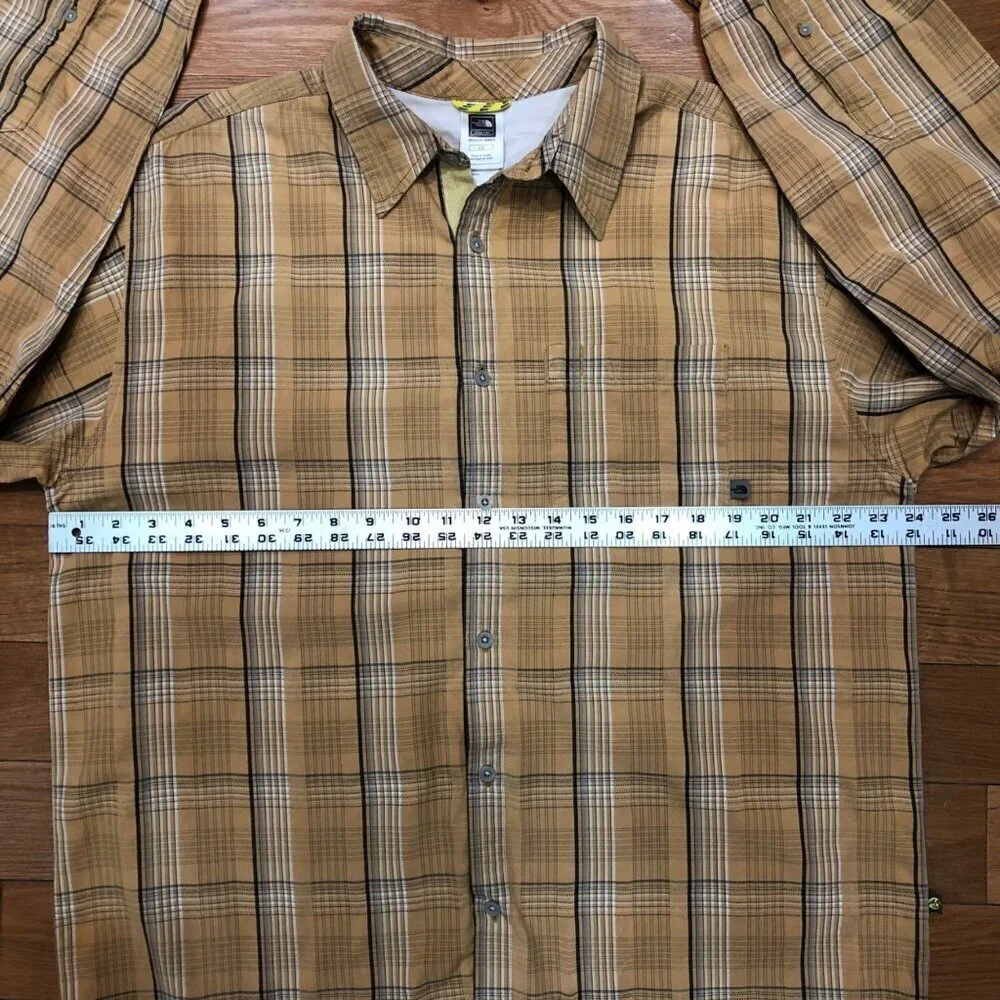 The North Face A5 Series 100% Cotton Long Sleeve Button Front Brown Shirt Sz L